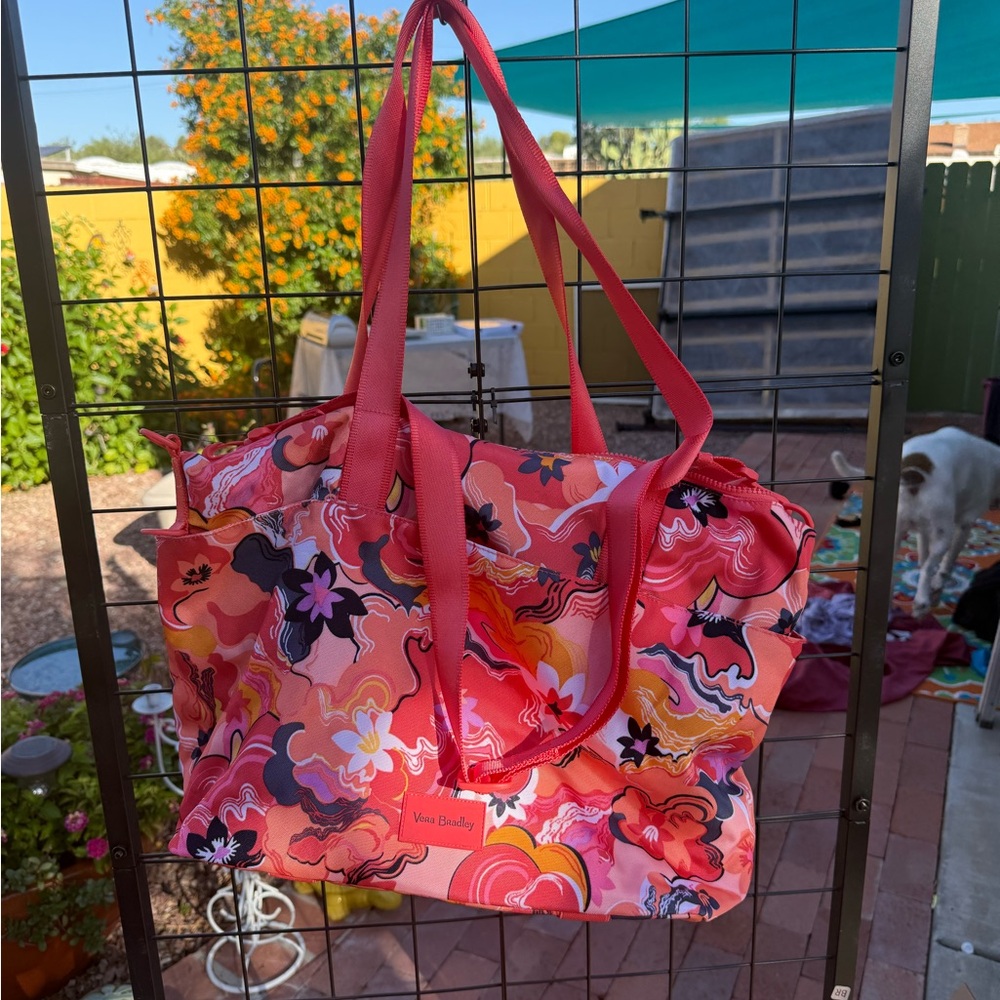 Vera Bradley Reactive Vibrant Pink and Orange Floral Tote